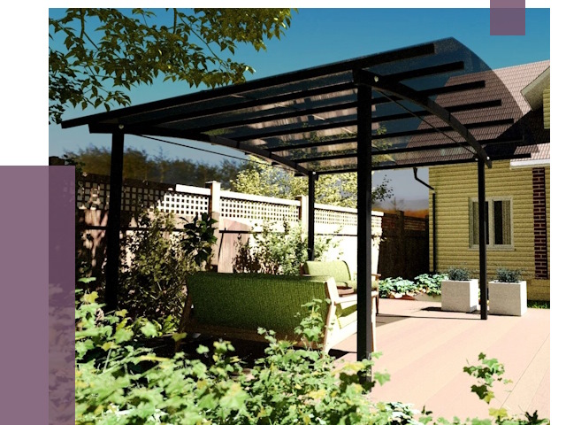 Навесы для террасы в Абакане от 13024 руб. под ключ | ПРОЛЁТ-Бкн