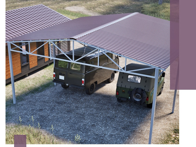 Двускатные навесы под ключ в Абакане — изготовление и монтаж